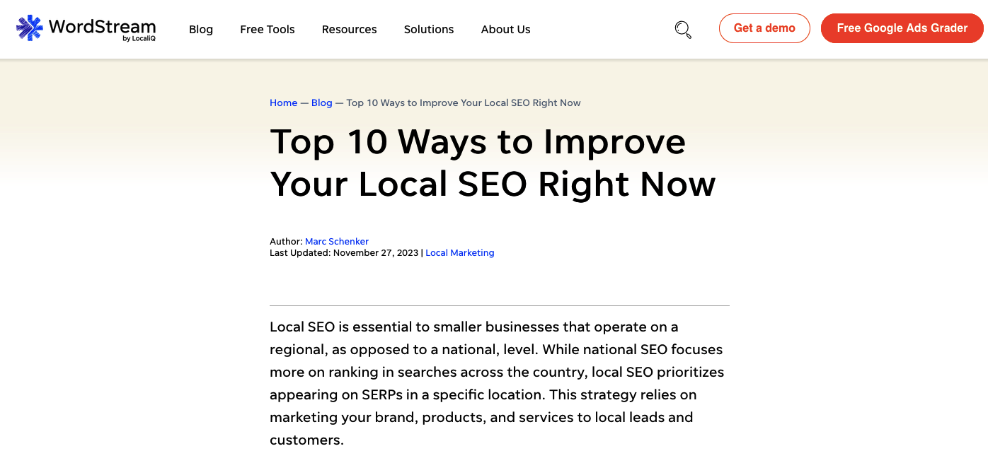 improve your local SEO