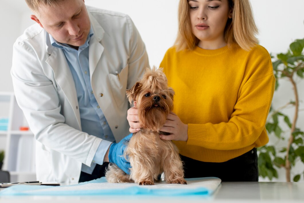 Cute dog during a consultation