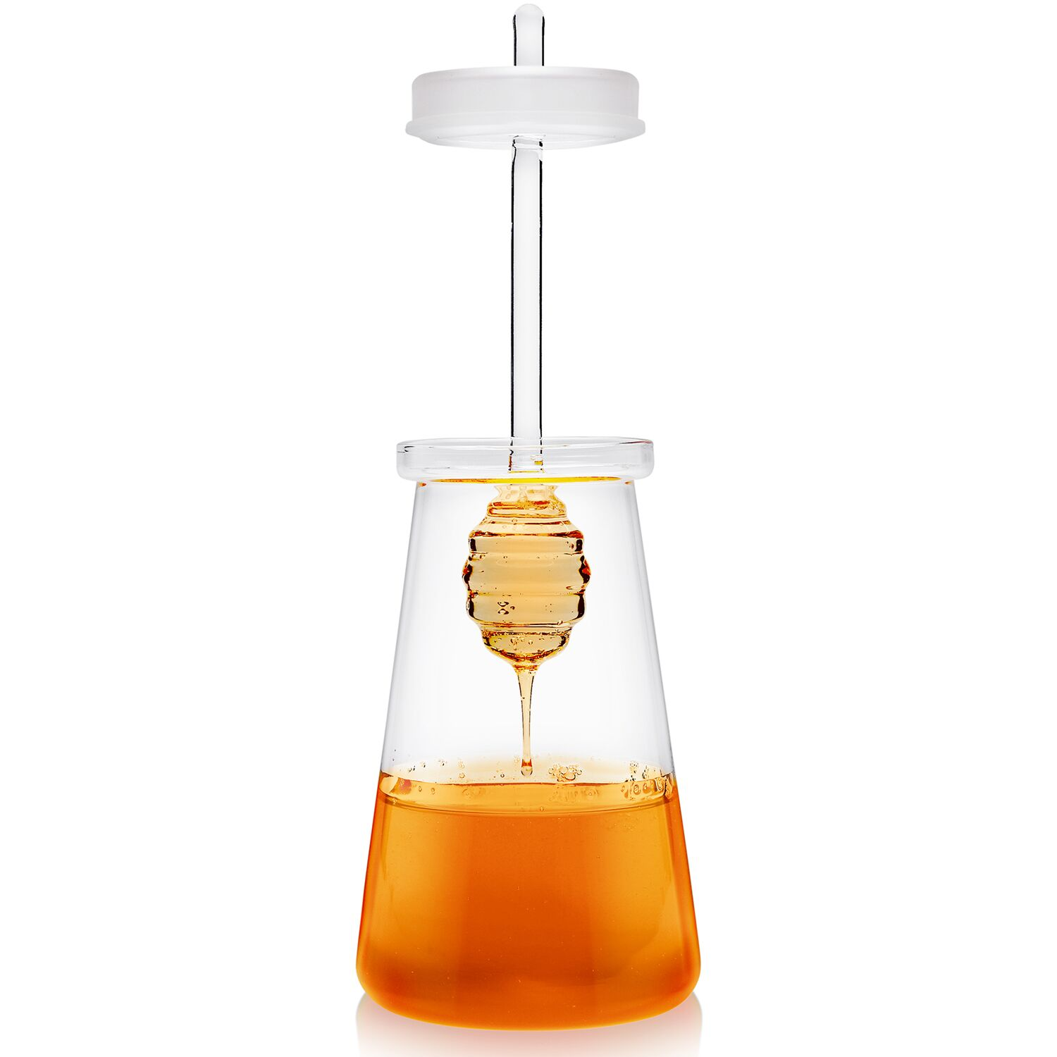Teabloom tea accessories borosilicate glass honey jar with honeycomb dipper