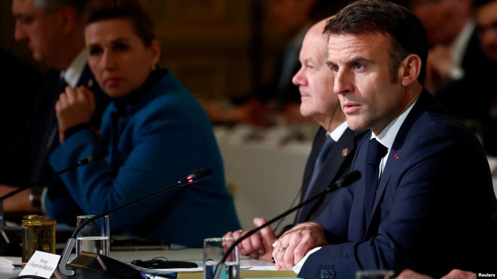 Tổng thống Pháp Macron phát biểu tại hội nghị về trợ giúp cho Ukraine, diễn ra ở Paris, Pháp, 26/2/2024.