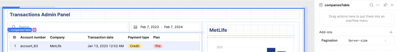 Pagination in a table component