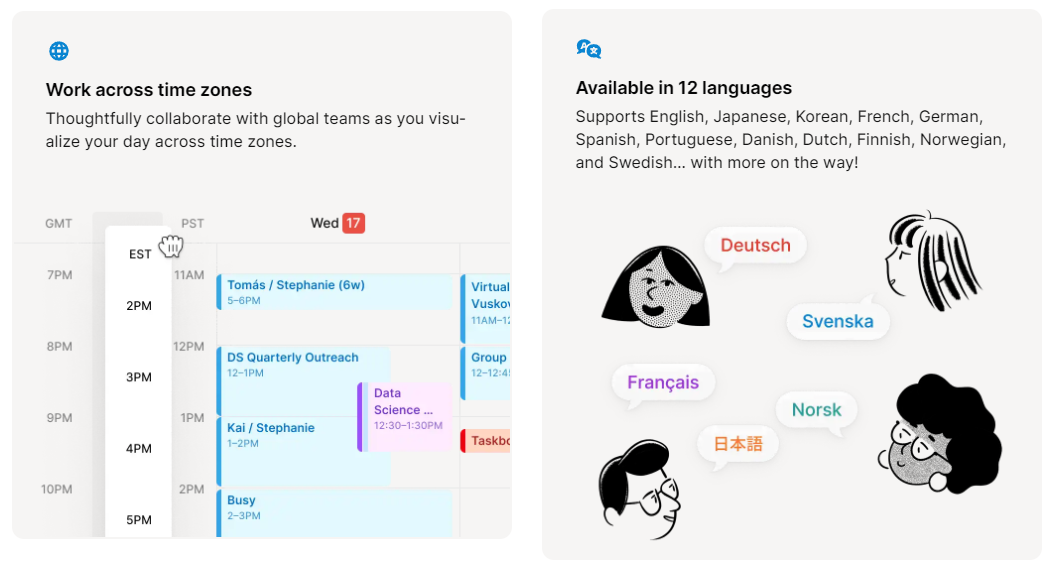 Multiple Time Zones & Languages for Notion Calendar