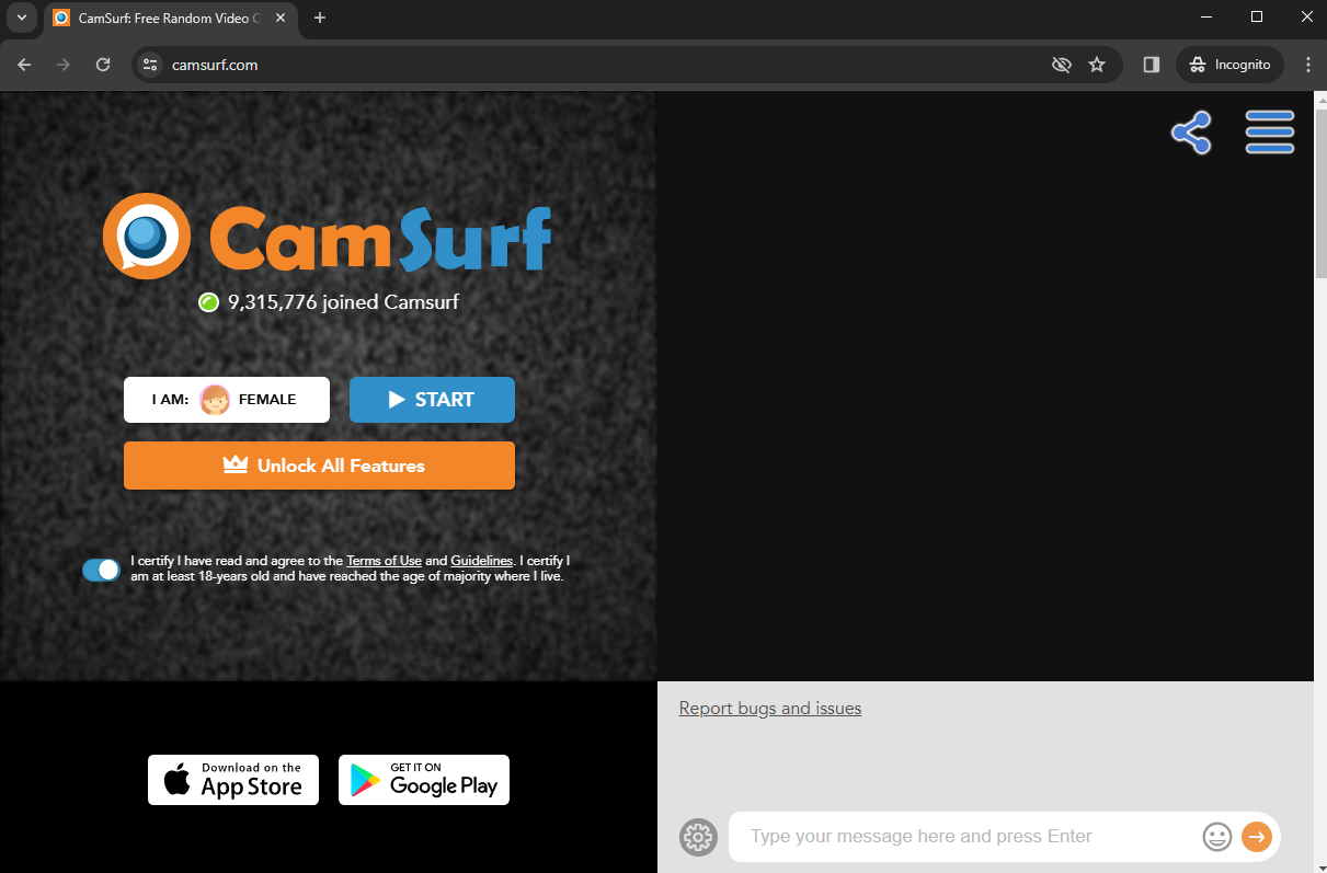 Screenshot of the CamSurf platform interface.