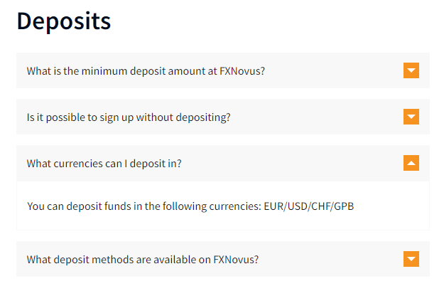 FXNovus 付款方式貨幣