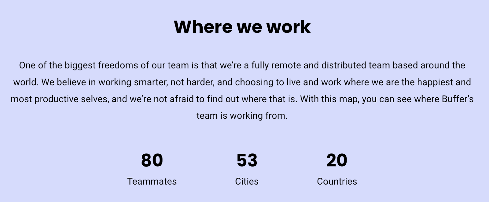Interests on resume: A paragraph from Buffer’s website that describes their remote work company. 