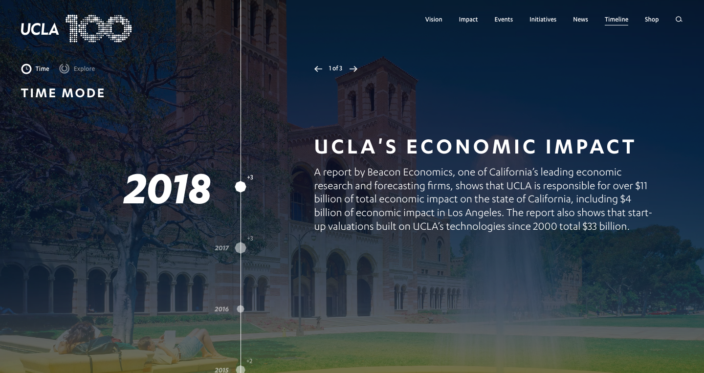 UCLA 100 website animation example