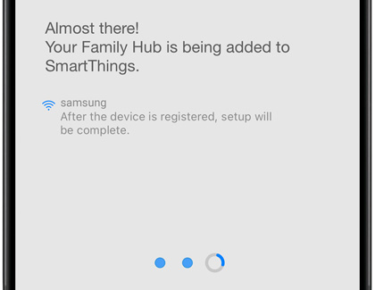 Family Hub is being added to SmartThings screen displayed on a iPhone