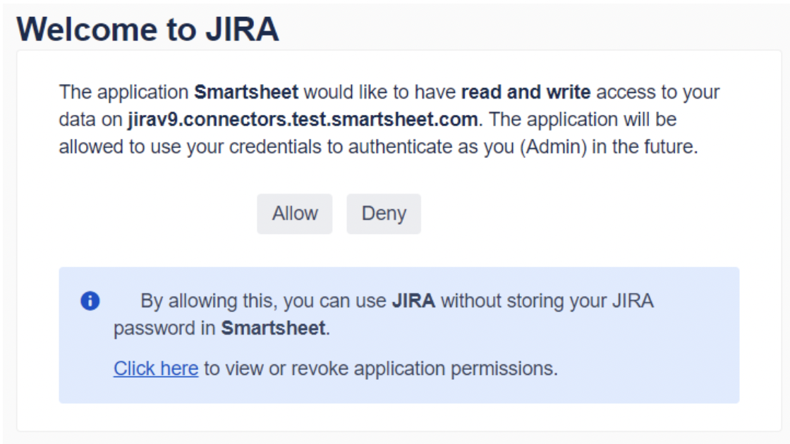 Image showing Welcome to Jira Allow or Deny message