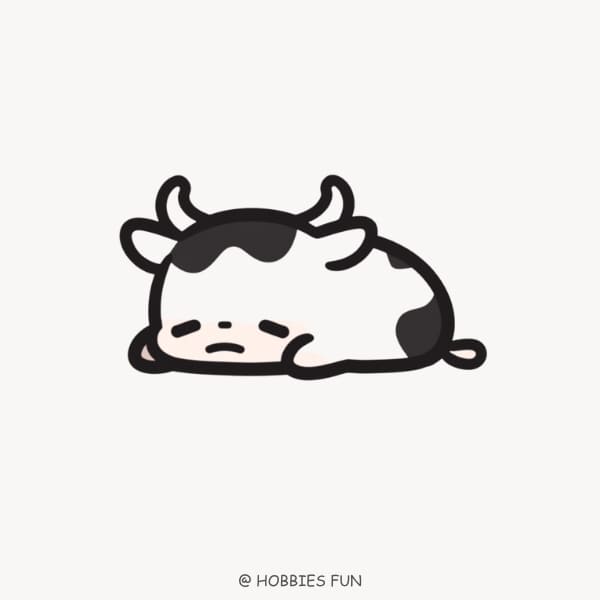 cow easy drawing, Sleeping Cow