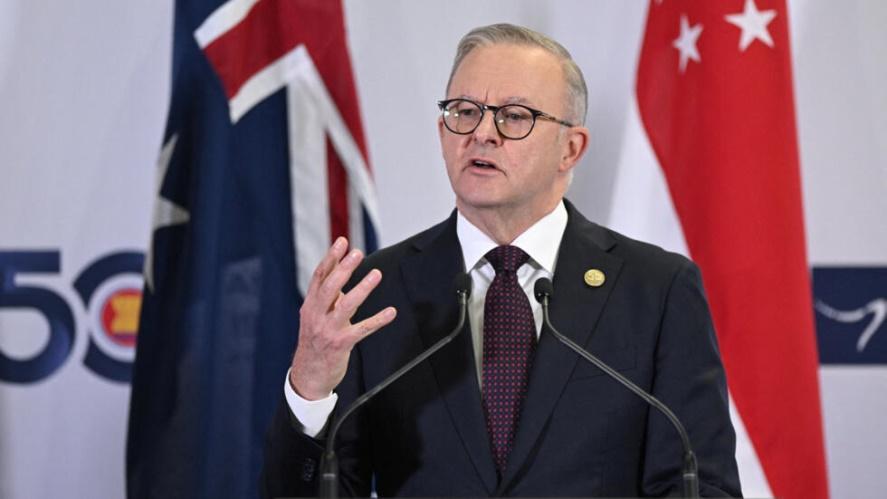 Australia's Prime Minister Anthony Albanese speaks during a joint press conference with Singapore's Prime Minister Lee Hsien Loong (not pictured) at the ASEAN-Australia Special Summit, in Melbourne, A