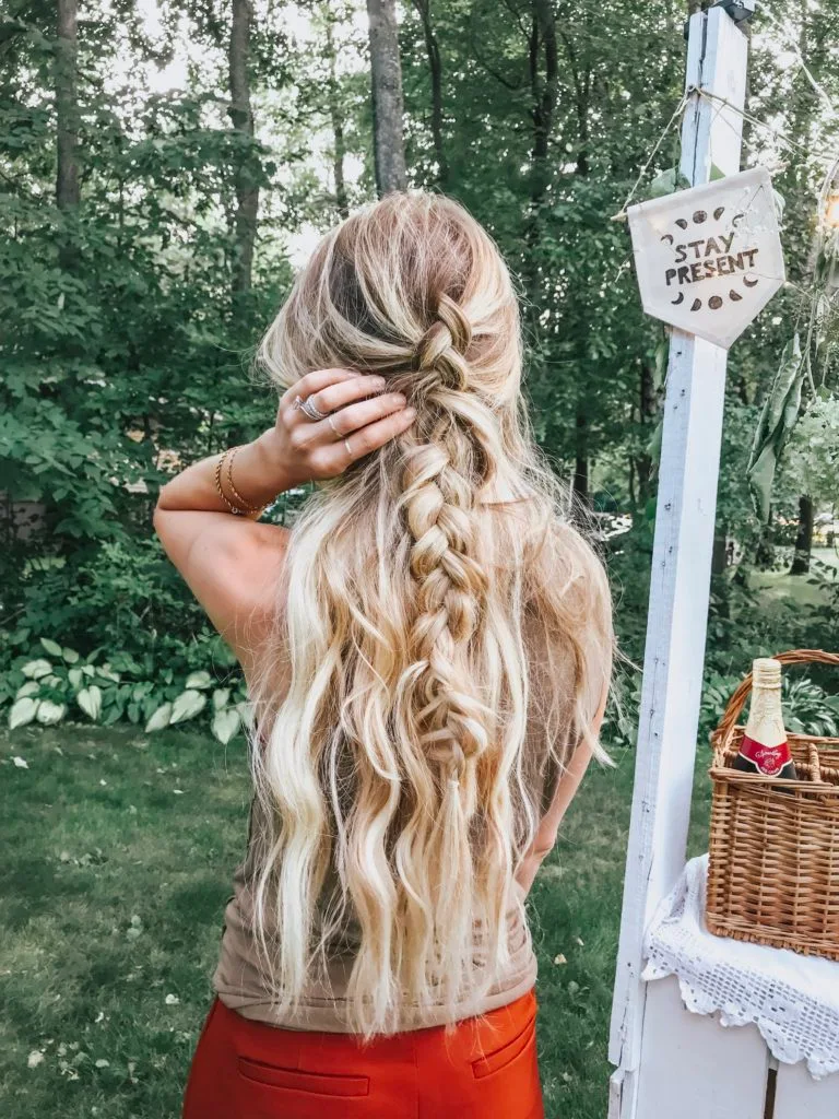 long mermaid hair in half up braid