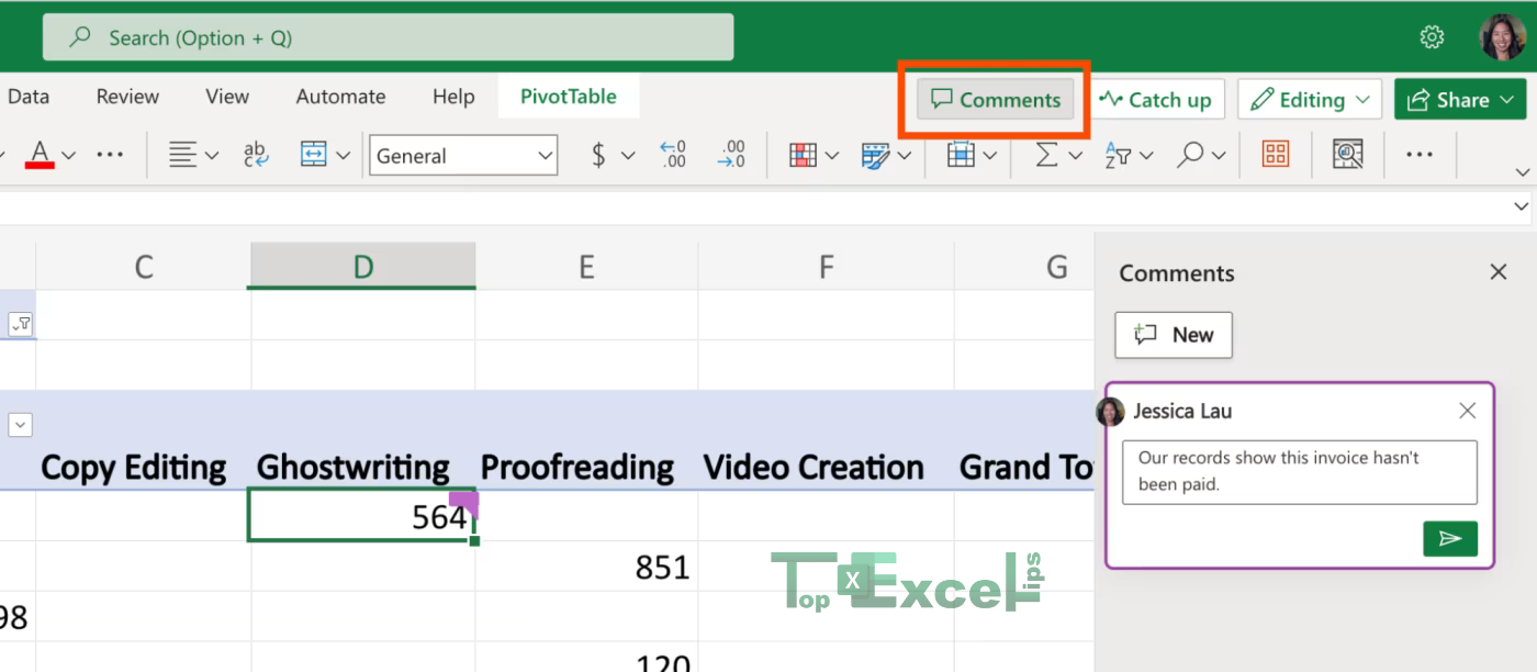 this image shows the process of Adding Comments in Excel