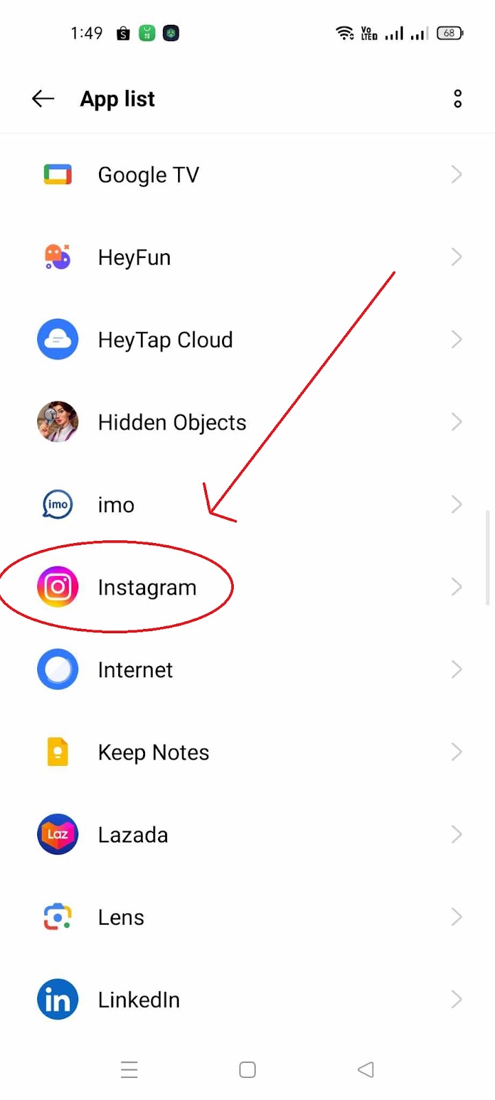 Instagram Messages Blacked Out - App List