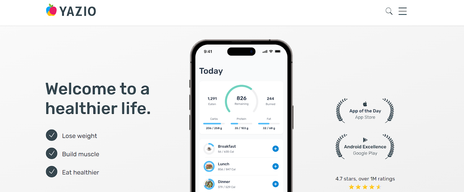 Yazio Healthcare app