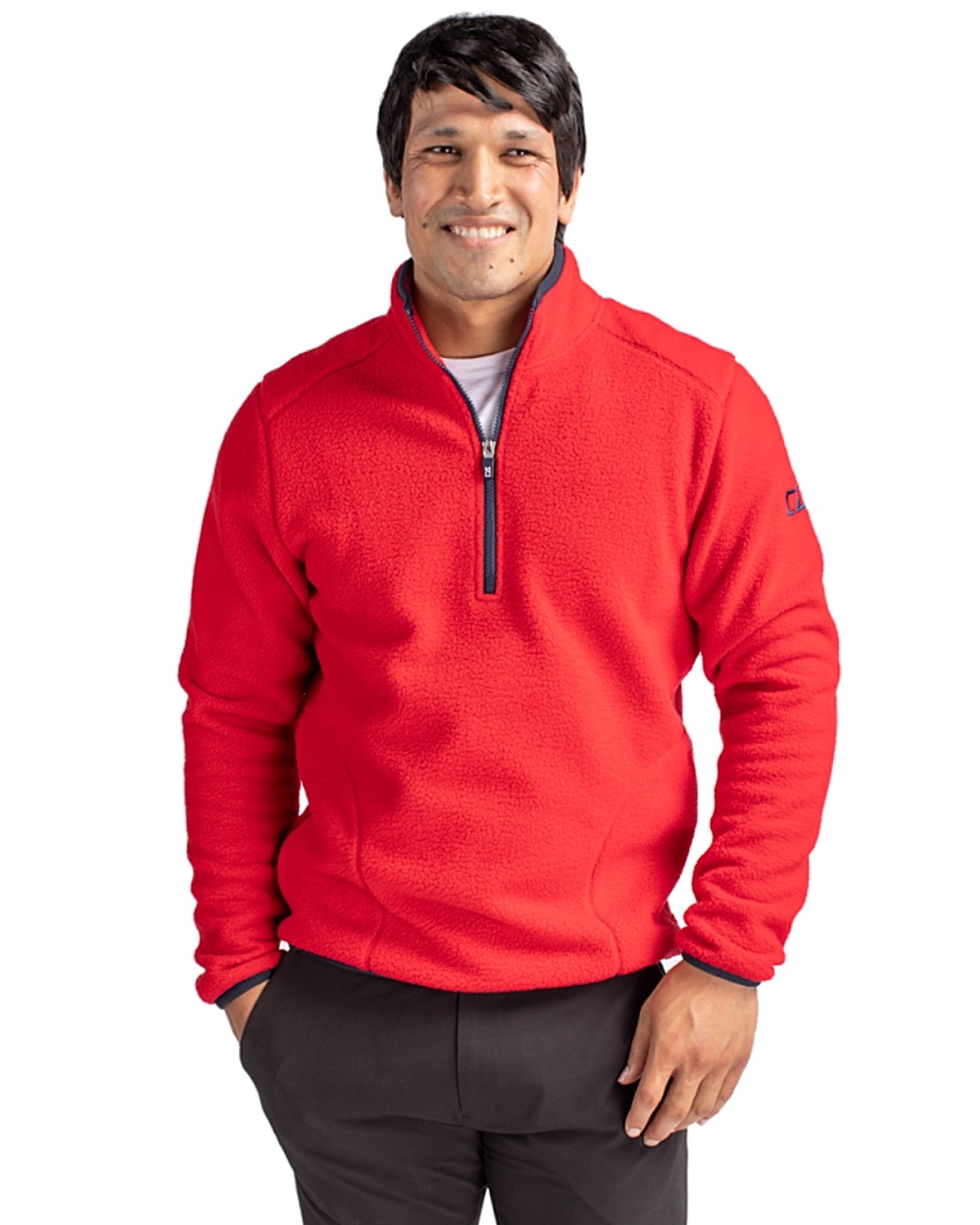 Sustainable men's fleece quarter-zip jacket
