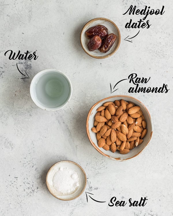 Classic ingredients for almond milk
