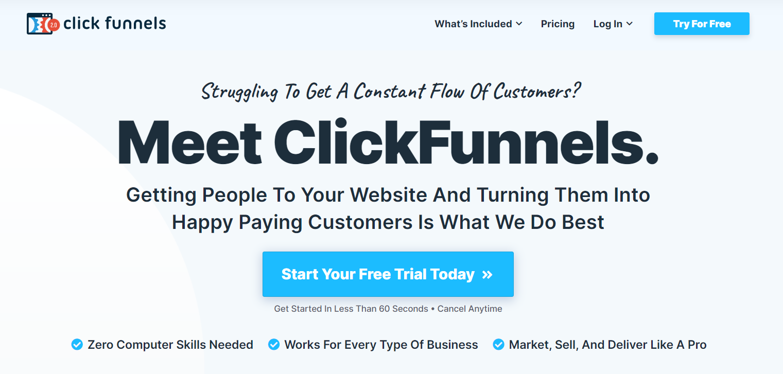 Struggling to get a constant flow of customers? Meet ClickFunnels.