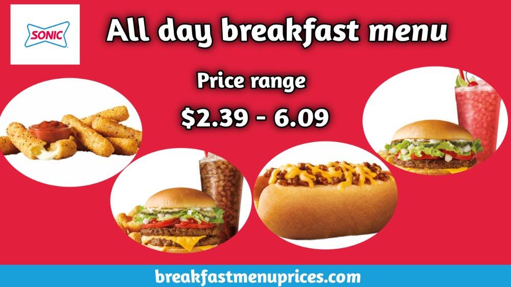 Sonic Drive-In Breakfast Menu With Prices