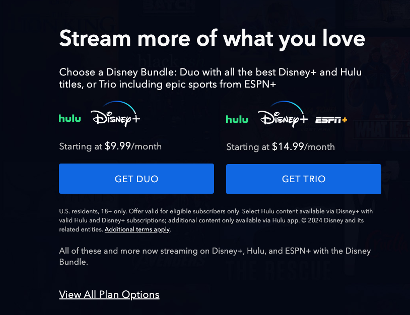 screenshot of disney plus signup page