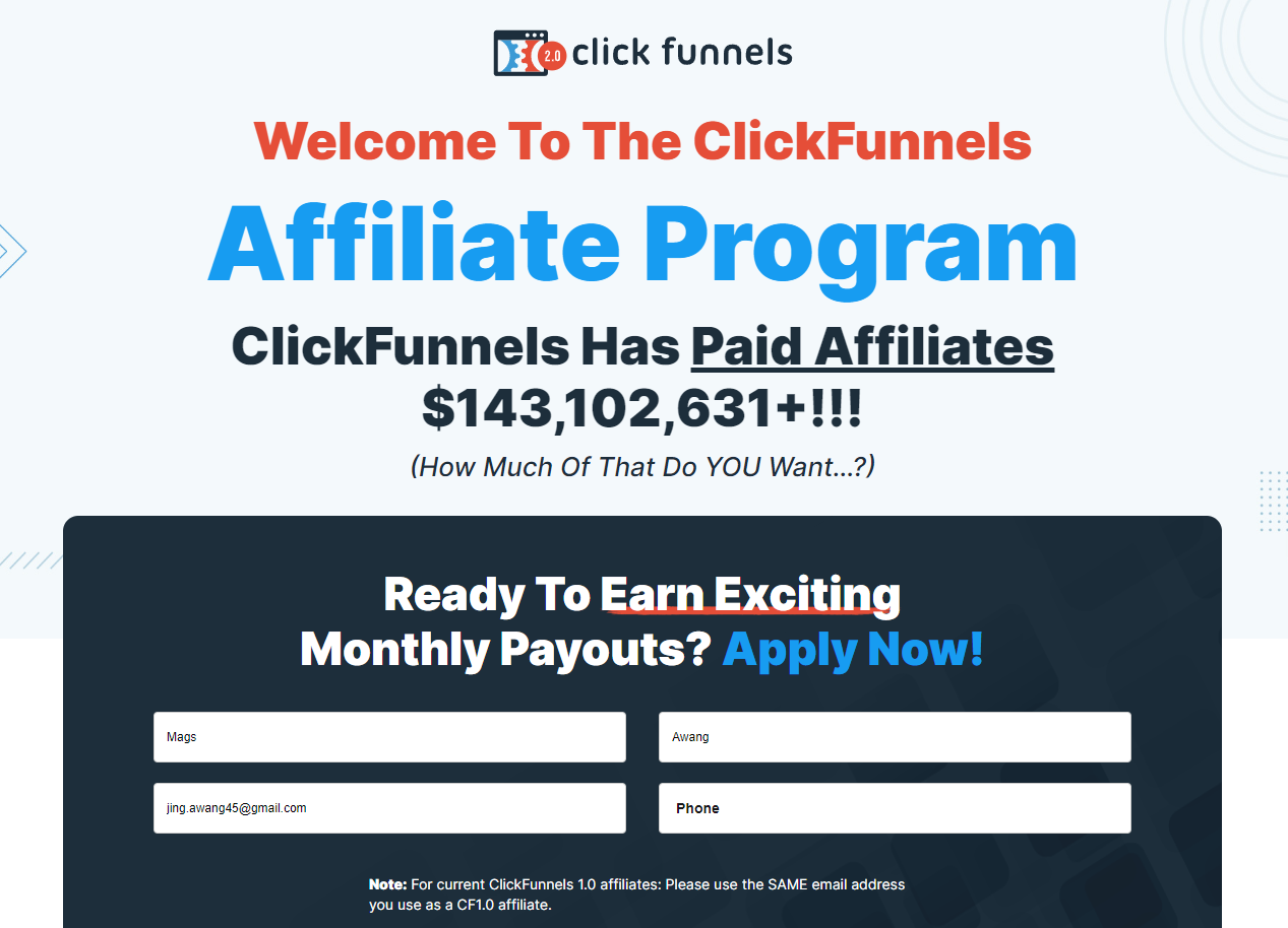 Affiliate Program for ClickFunnels