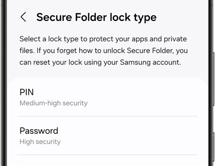 Secure Folder lock type screen on a Galaxy phone