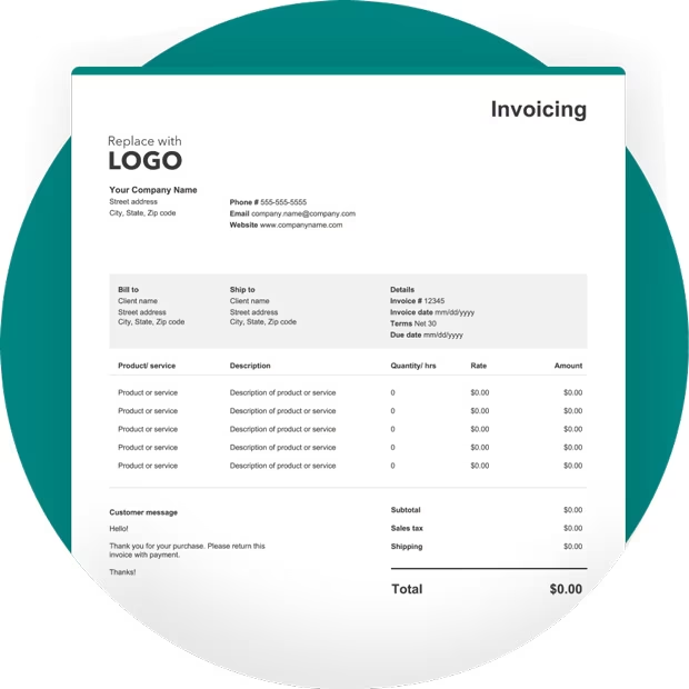 An example of Quickbooks Online template
