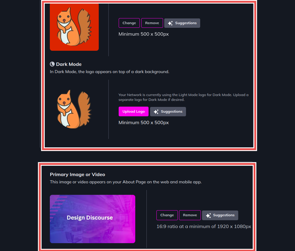 community logo and banner image