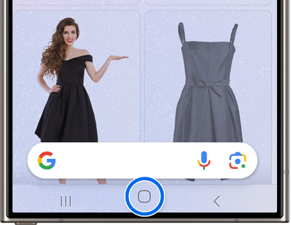 The home button highlighted while in the Google app