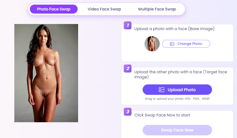 Steps To Make Vidnoz AI Celebrity Nude with Face Swap