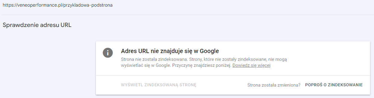 Adres URL nie znajduje się w Google