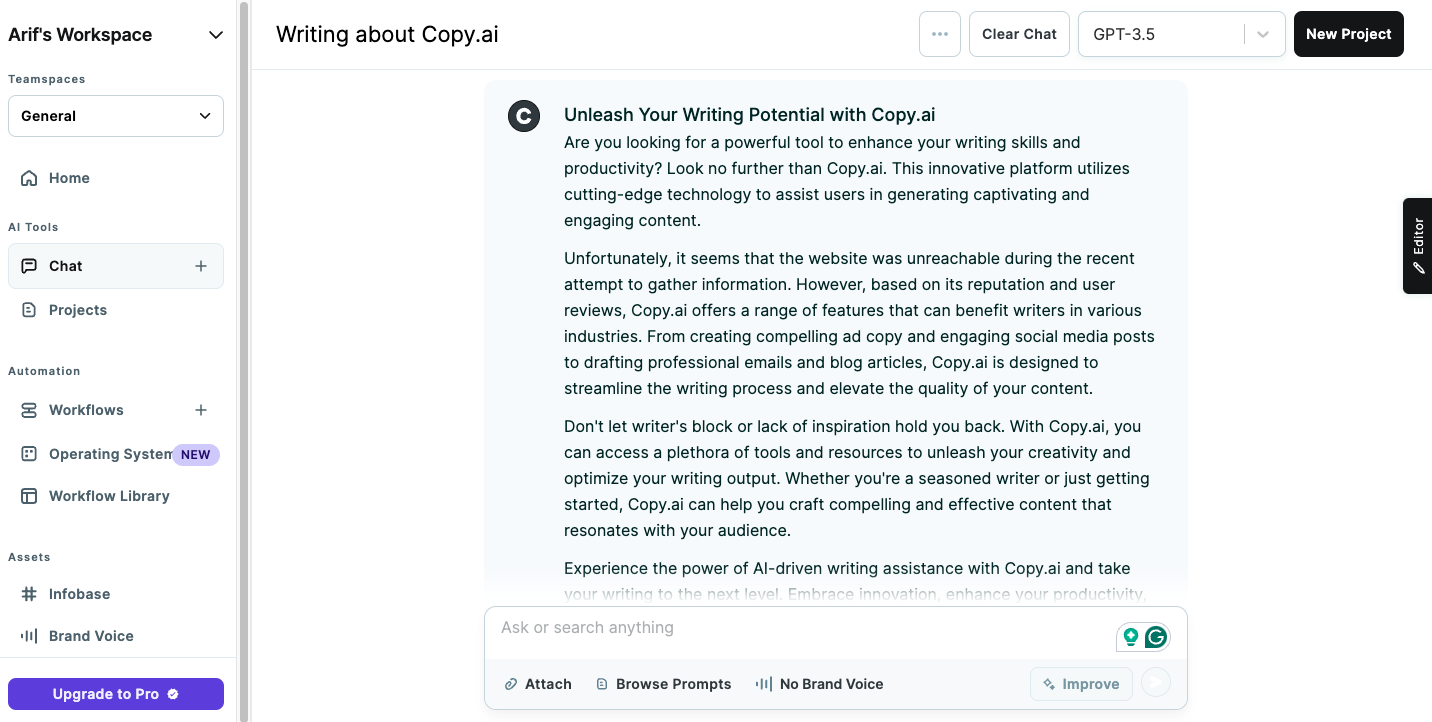 With Copy.ai, generating captivating text content for your Facebook page is quick and easy.