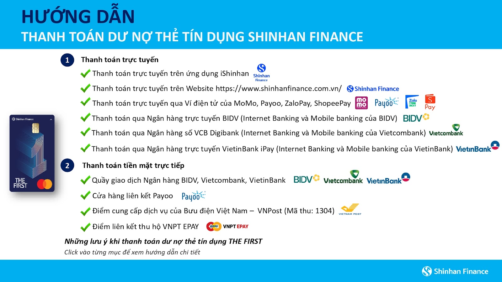 Cách thanh toán thẻ tín dụng Shinhan