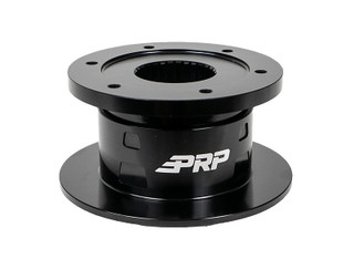 An Arctic Cat Prowler Quick Release Weld-On Steering Wheel Hub by PRP Seats, uninstalled and against a blank background, bearing the PRP logo. 