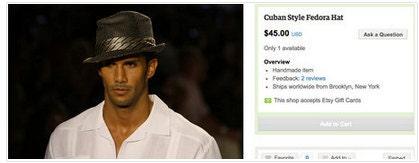 Cuban style fedora hat