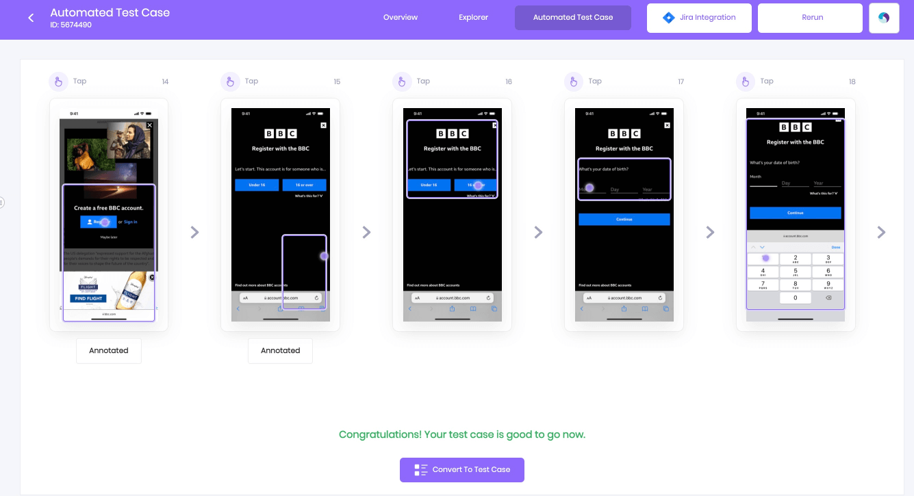 Automated test case