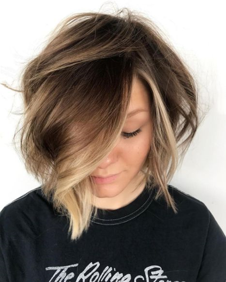 Messy Bob with Balayage Face-Framing