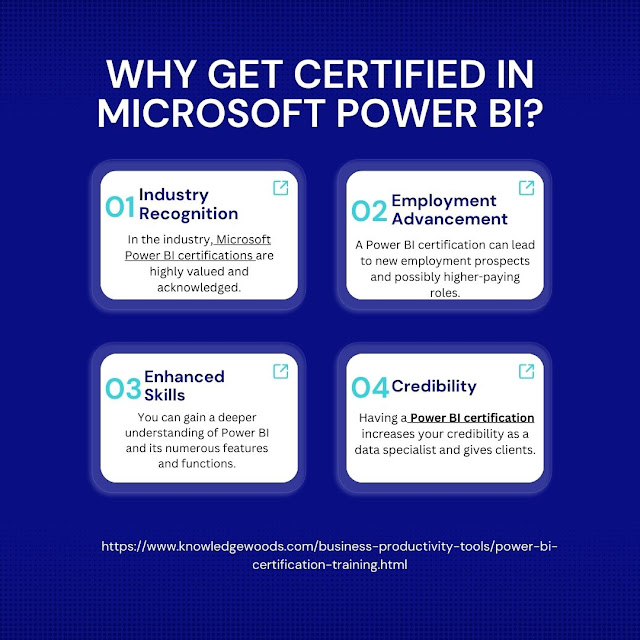 "Illustration of a person analyzing data on a computer screen with Microsoft Power BI. Text reads 'Mastering Data Analytics: A Guide to Microsoft Power BI Certification Training Course'."