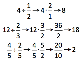 Four divided by a half is the same as four times 2 over one.