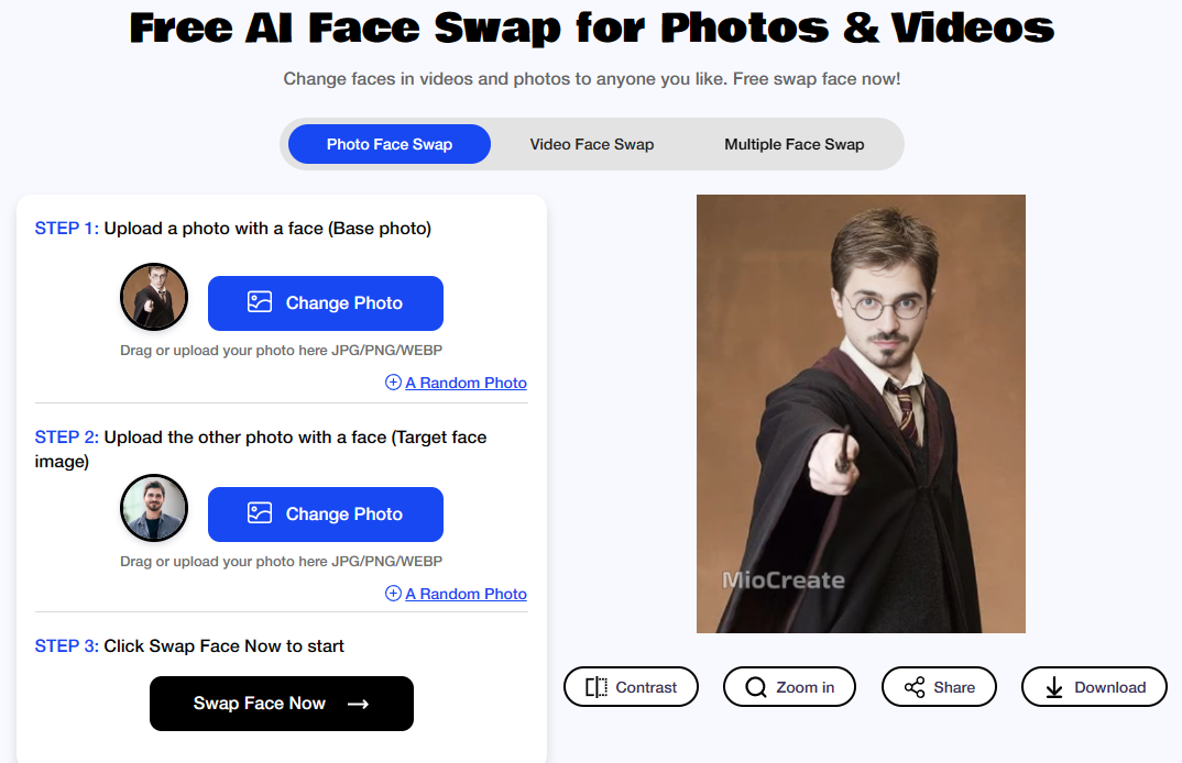 Create a Harry Potter Filter Effect Through MioCreate AI Photo Face Swap