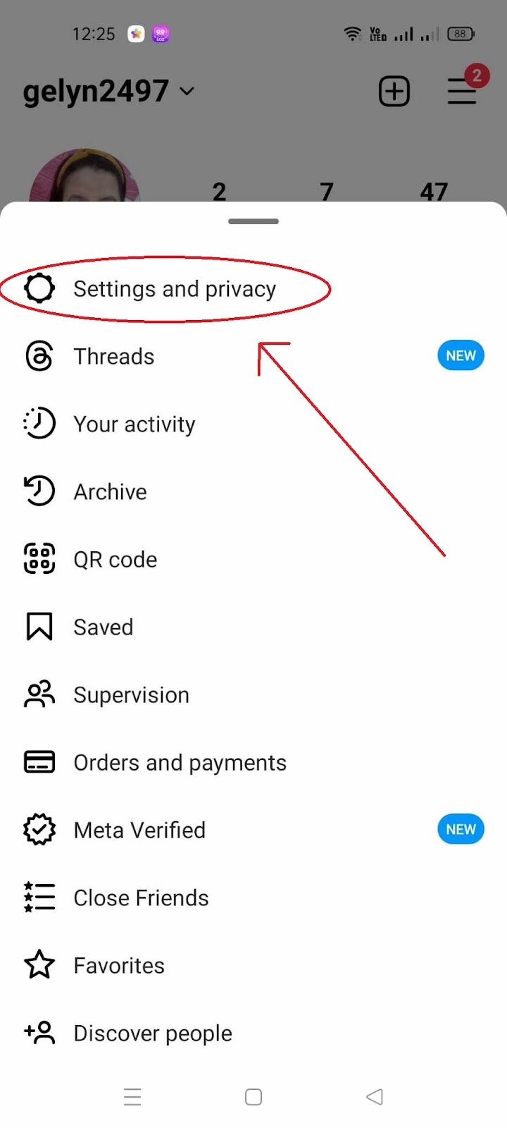 Hide Comments on Instagram Live - Instagram Settings and Privacy menu