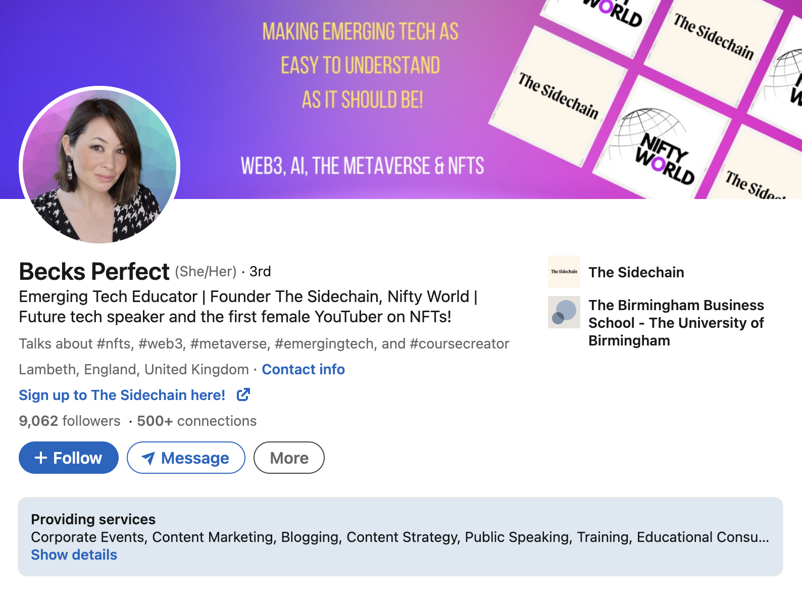 optimized linkedin profile from becks perfect