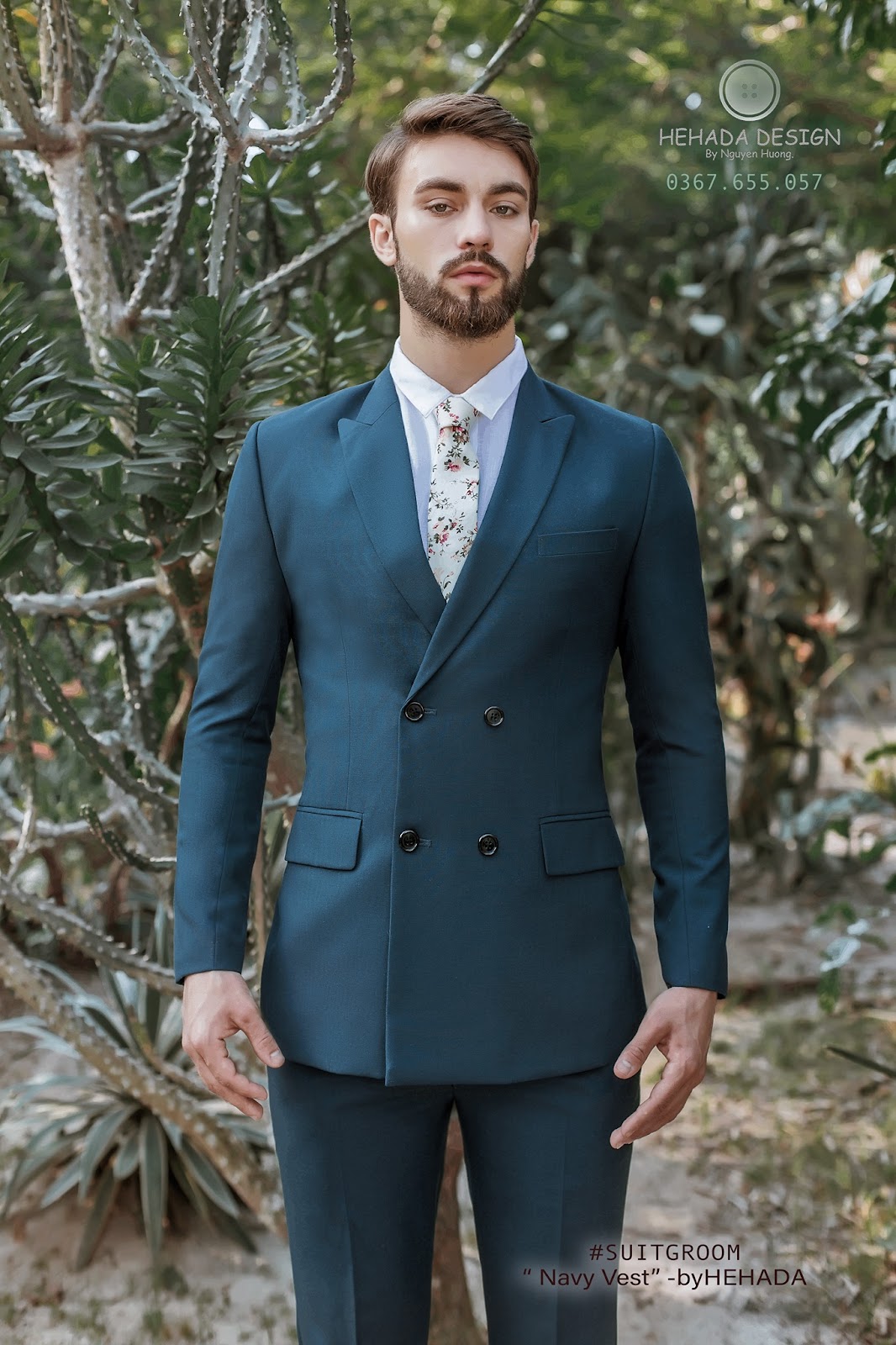 Vest 4 nút Navy Corlor cho chú rể