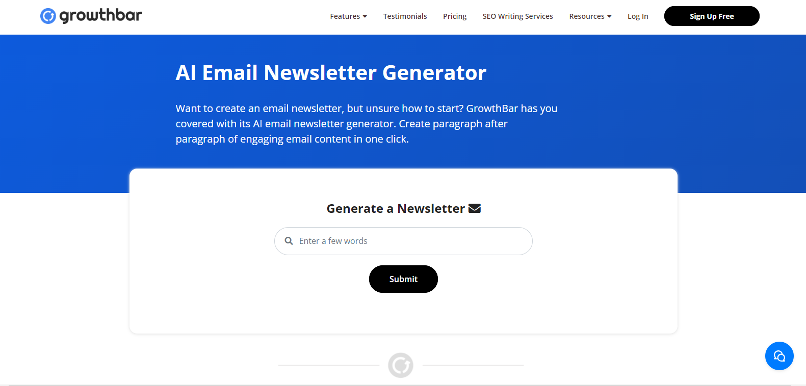 GrowthBar SEO AI Email Newsletter Generator