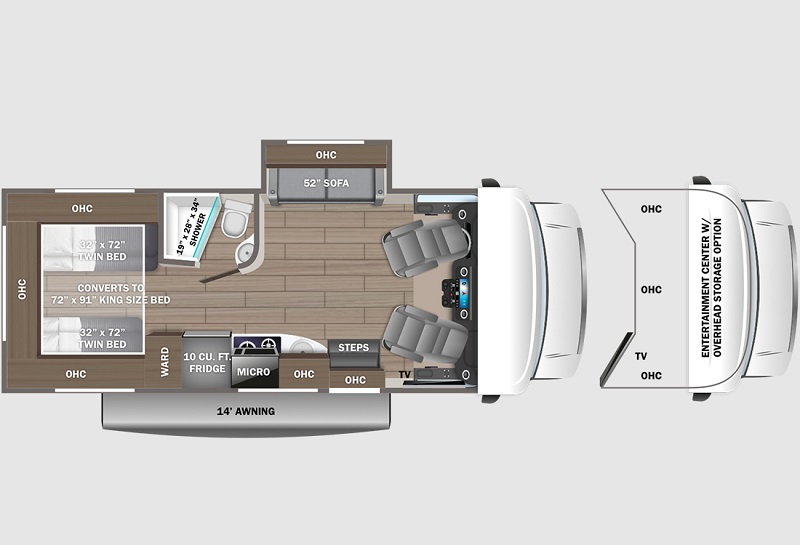 2024 8 Best Class C Diesel Motorhomes Entegra Qwest SE 24T floor plan