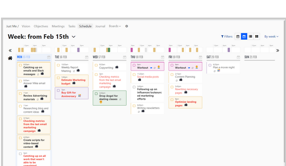 Image showing Week Plan as business task management software