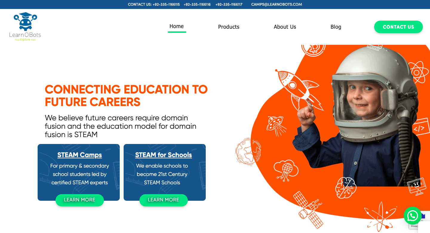 LearnObots tutoring business website examples