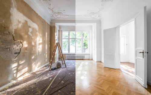 Before and after images of a home renovation