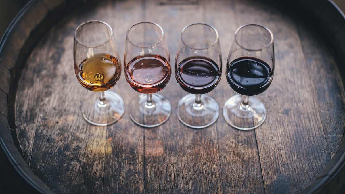 four wine glasses