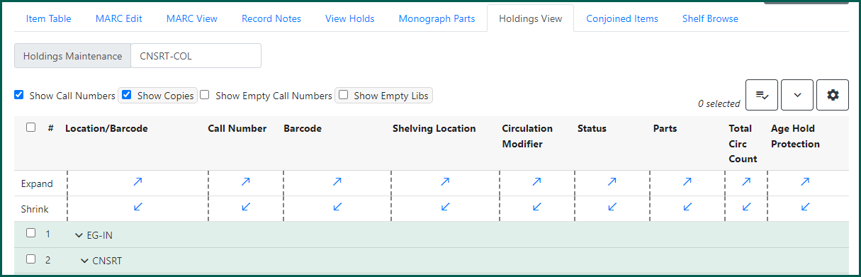 Use arrows to expand or shrink column sizes