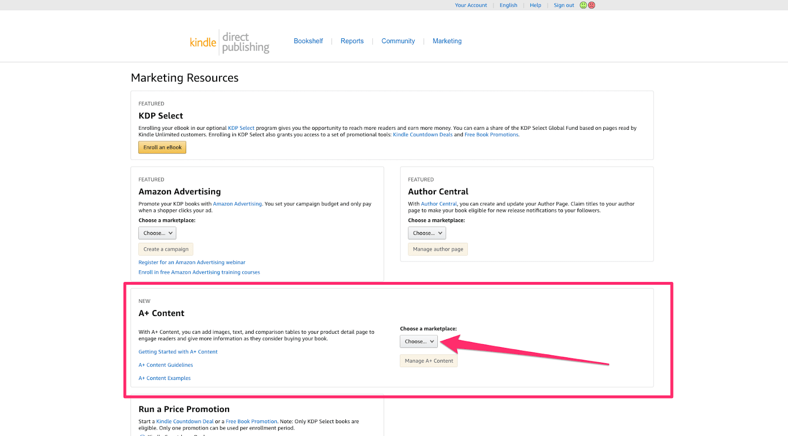 How to create Amazon A+ Content step 1